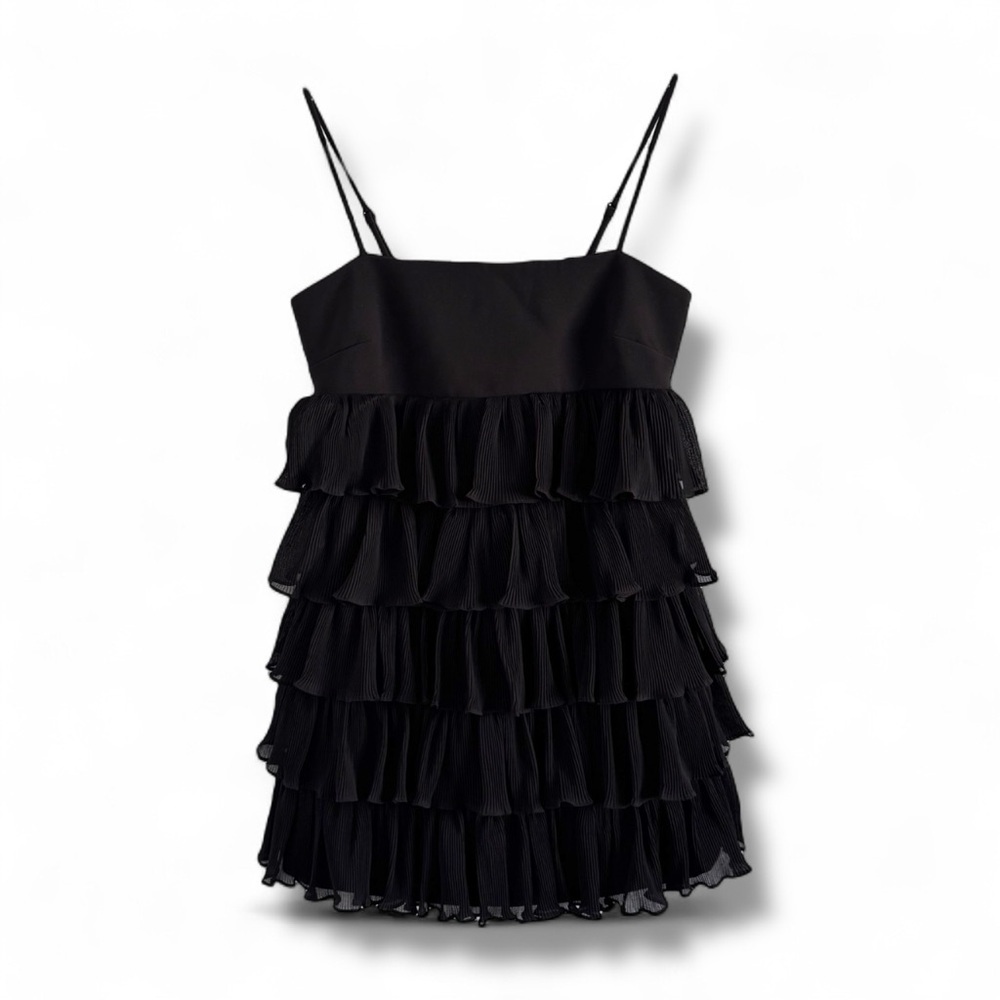 NWT LIKELY BLACK CELLA LAYERED RUFFLE DRESS SZ 2 - Picture 4 of 7